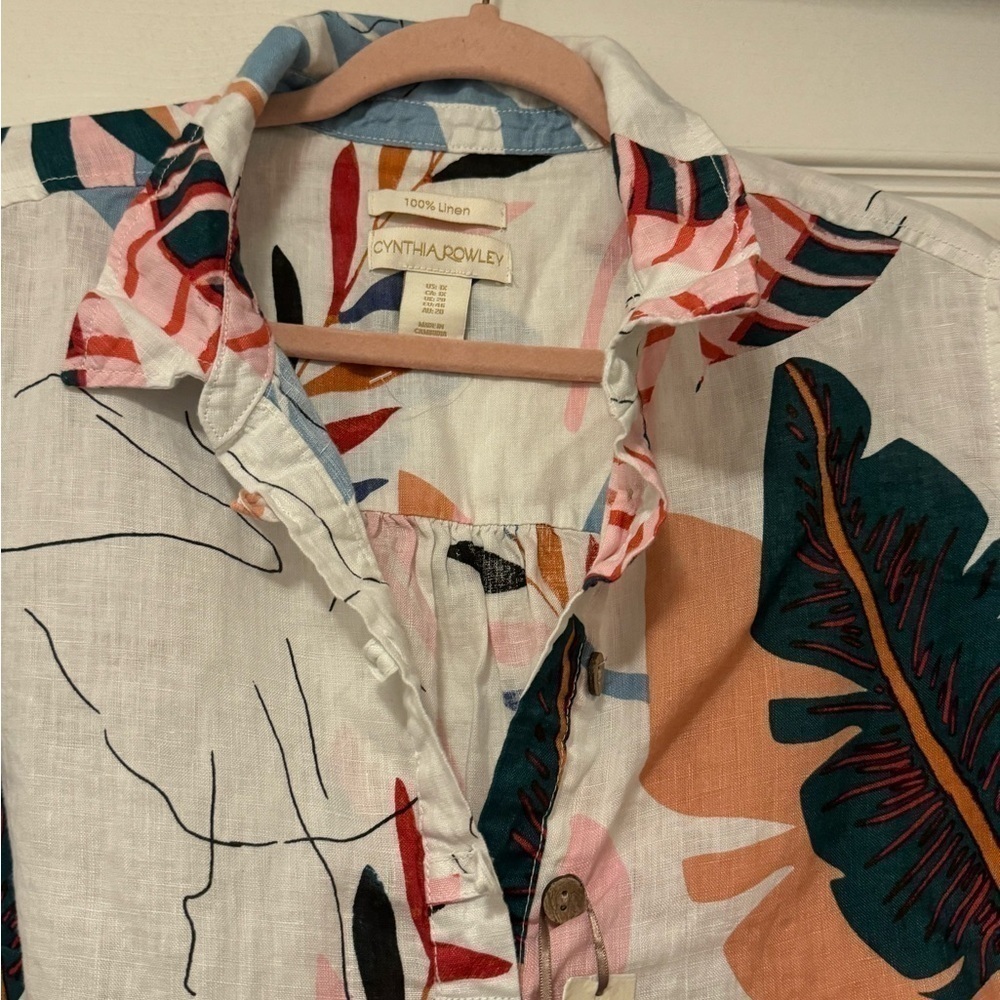 Cynthia Rowley Plus Size 100% Linen Blouse